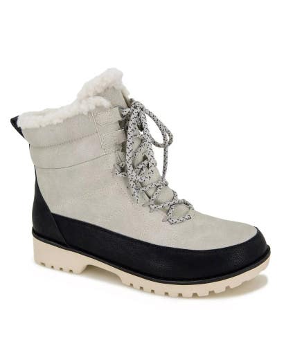 JBU Alaska Boots Womens 7.5 Stone White Faux Sherpa Waterproof Round Toe RHS5781