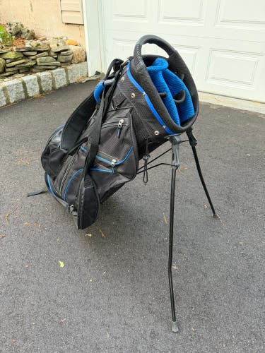 Black and blue standing golf bag