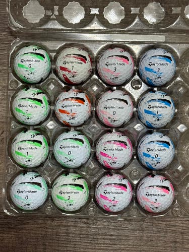 16 TaylorMade SpeedSoft Golf Balls with Ink Design - 5A/4A Condition
