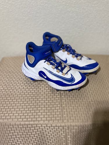 Nike Men's Alpha Huarache Elite 4 Mid Hyper Royal White FD2744-104 Sz 8.5