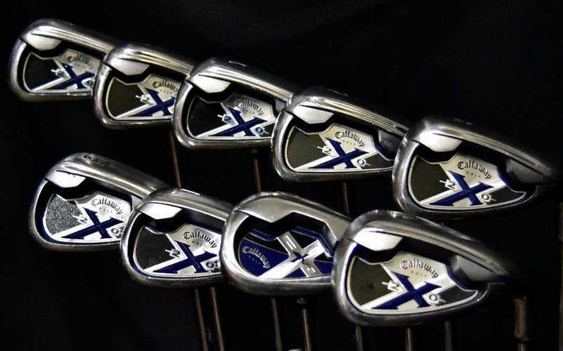 CALLAWAY X-18 IRONS SET 4-9 AW SW PW SHAFT: REGULAR LENGTH: (5) 38" RH NEW GRIPS