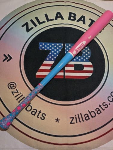 Baum Bat Gold Custom 32.5 AAA PRO MAPLE WOOD PINK BLUE Baseball Bat BBCOR MINT