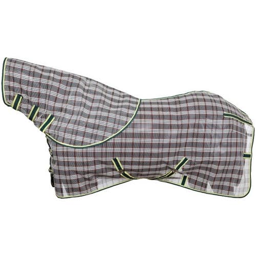 78"  green plaid PVC coated mesh horse fly sheet w/detachable neck