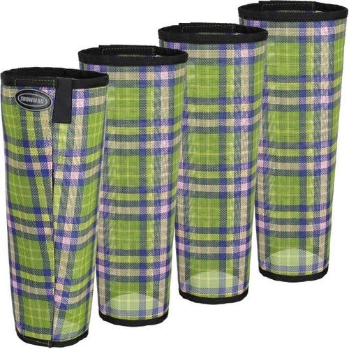 Showman green plaid stand up fly boots set of 4 medium horse