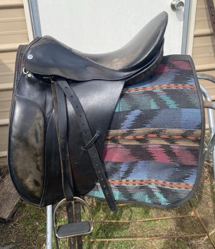 Used 17" Stalker -Nafey English dressage saddle w/fittings, pad made in England