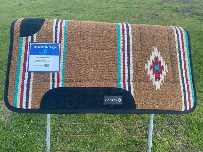 Diamond R tan Southwest patten felt bottom Western Saddle Pad 32 X 32
