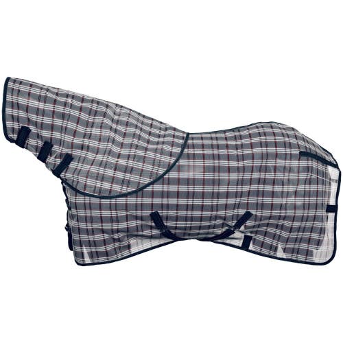 72"  navy plaid PVC coated mesh horse fly sheet w/detachable neck