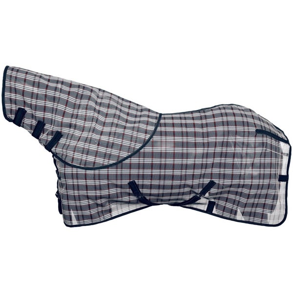69" navy plaid PVC coated mesh horse fly sheet w/detachable neck