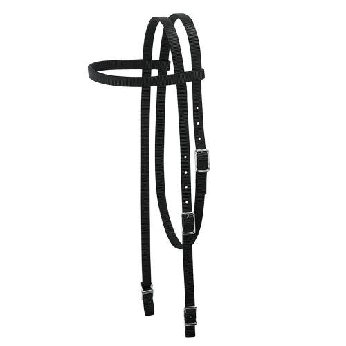 Weaver black nylon Western browband headstall w/Conway buckle bit ends