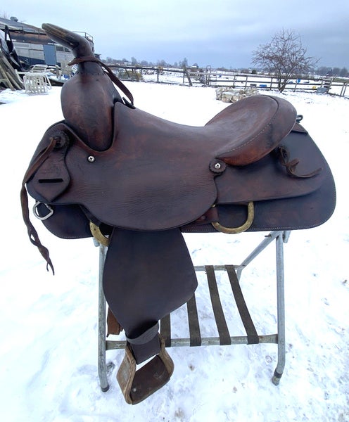 Used Simco 15.5" slick seat Western roping saddle US made