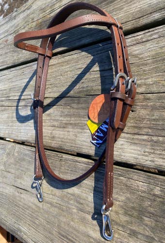 Showman Western training headstall w/snap ends, American leather