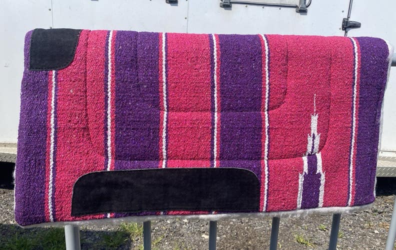 Fuchsia /purple Western Saddle Pad Navajo blanket top w/fleece bottom 30 X 30