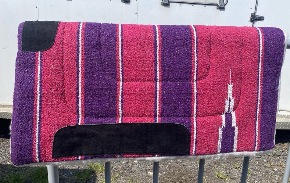 Fuchsia /purple Western Saddle Pad Navajo blanket top w/fleece bottom 30 X 30