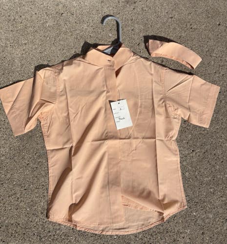Child‘s Size 8 Peach Short Sleeve Girls Riding Shirt RH Collection