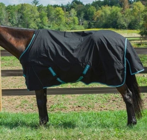 TuffRider Optimum 69" 1200d black waterproof turnout sheet w/reflective trim