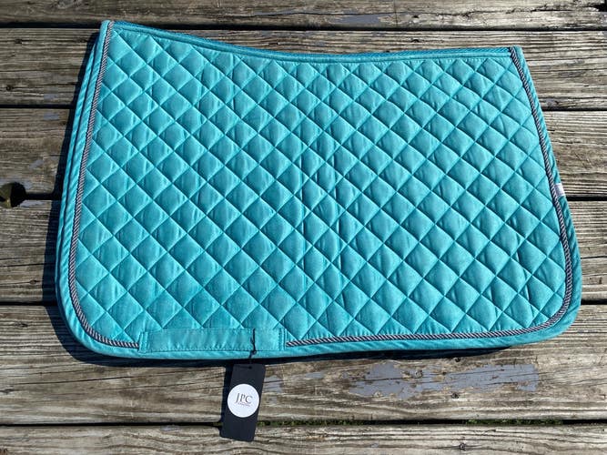 Lettia teal CoolMax microsuede diamond quilted English  pad w/silver piping