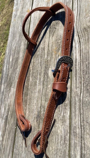 Amish made 1 1/4" leaf tooled lt brown Western headstall w/Jeremiah Watt buckle