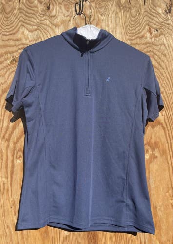 horze functional women's short-sleeve blue riding shirt size 14