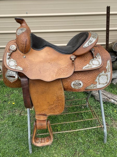 Beautiful 16" Big Horn Western Show Saddle W/silver & oak leaf tooling US made