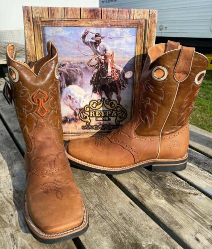 Men's 13 Reypa square toe Western / cowboy boots w/steer heads