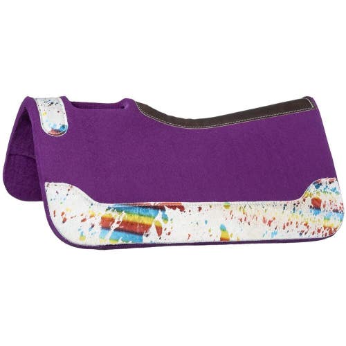 Tough 1 Metallic Cowhide Contour Felt Youth Western Saddle Pad Purple 26" x 26"