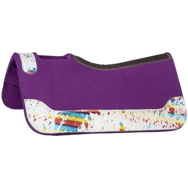 Tough 1 Metallic Cowhide Contour Felt Youth Western Saddle Pad Purple 26" x 26"