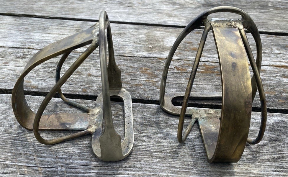 Used custom made 4" child's English safety/trail/endurance stirrups w/cage