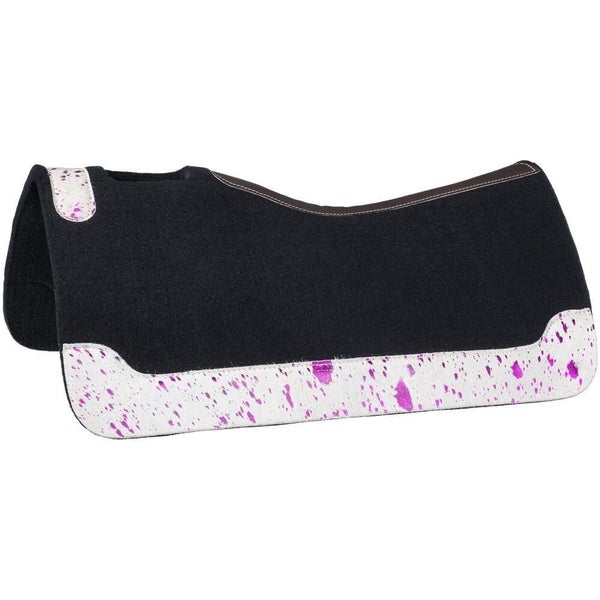Tough 1 Black Metallic Cowhide Contour Felt Western Youth Saddle Pad 26" x 26"