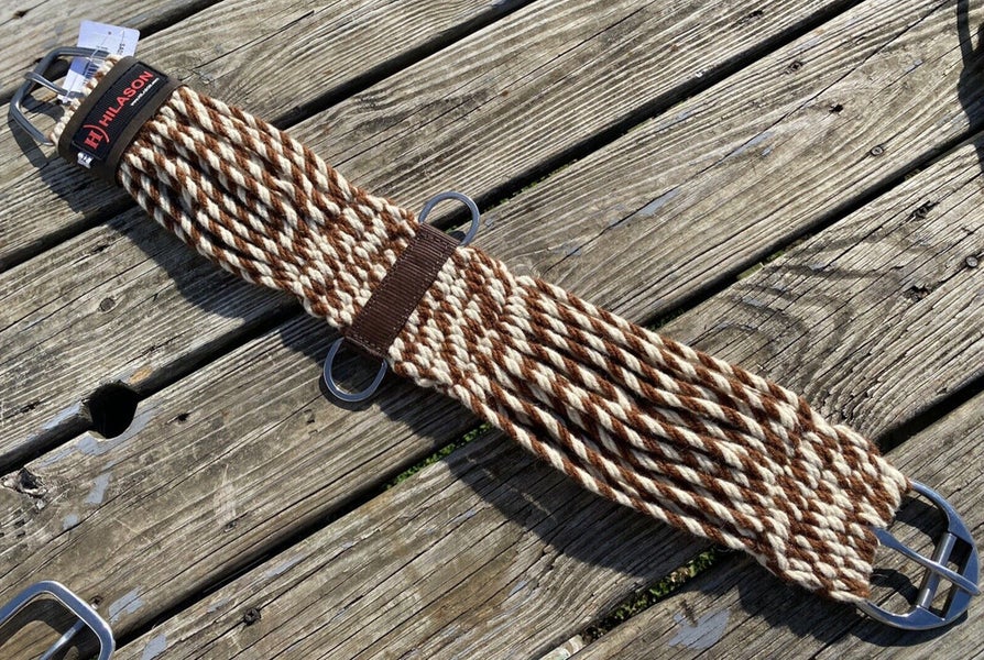 34" Hilason 27 strand wool blend Western cinch w/roller buckle