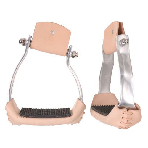 Tough 1 angled aluminum Western stirrups with 3" non-slip tread