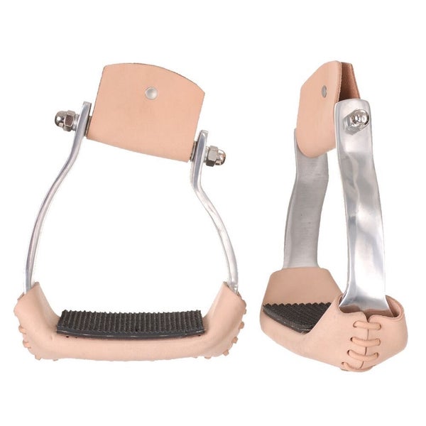 Tough 1 angled aluminum Western stirrups with 3" non-slip tread
