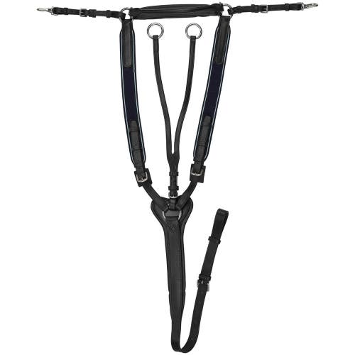 Rambo Micklem 3 point English breastplate black padded leather w/elastic XL