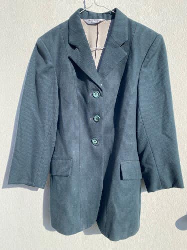 Child' sz 12 green pinstripe wool Elite English hunt coat