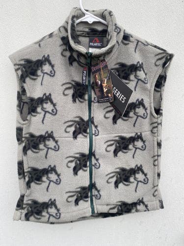 Youth size M Devon-Aire PolarTec zip front vest w/horse heads