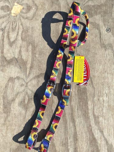 Showman Serape Sunflower print nylon one ear Western headstall w/buckle bit ends