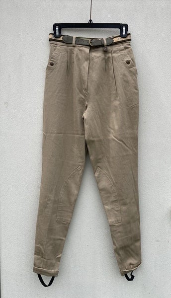 Ladies 24R Cavalier EQUE Fashion English Riding Breeches Tan Front Zip w/Belt