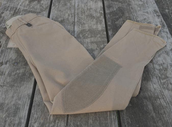 Ladies Beige sz 24 Cavalier EQUE Fashion English Riding Breeches Side Zip