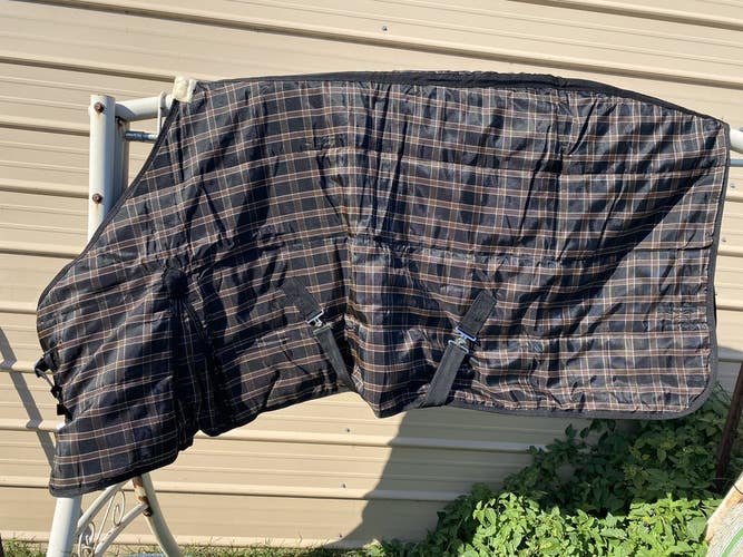 76” 1200 D Resistance black/brown plaid stable blanket
