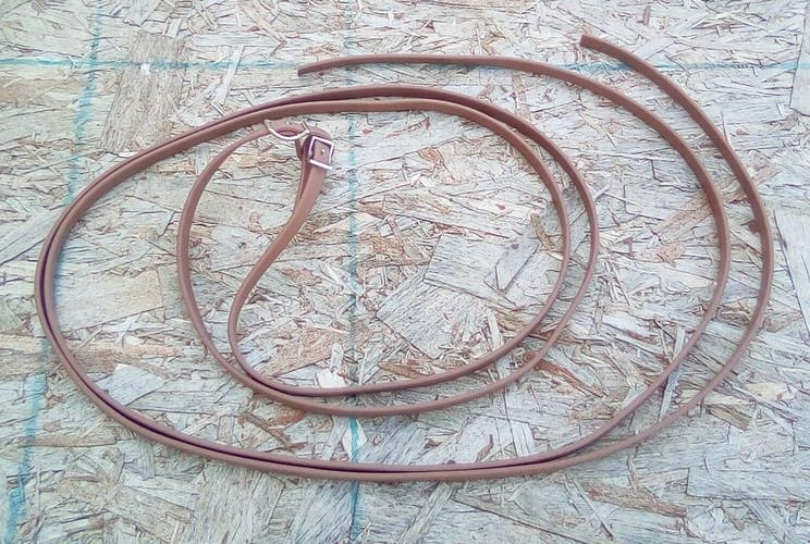 Brown Biothane Western  split reins w/conway buckle ends 7 Ft X 1/2"