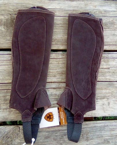 Adult XXS Chocolate Brown Suede Half Chaps, Ariat All Around II Chap