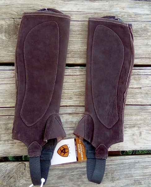 Adult XXS Chocolate Brown Suede Half Chaps, Ariat All Around II Chap
