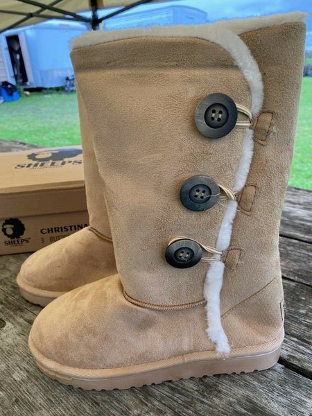 Women's 7 Sheeps Australia Christina 3 button winter boots faux suede w/fleece