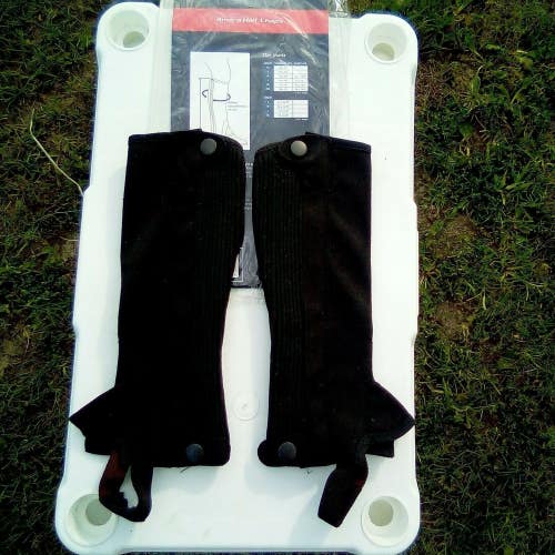 Shires Amara Half Chaps Child Small Black Synthetic Suede #9623C