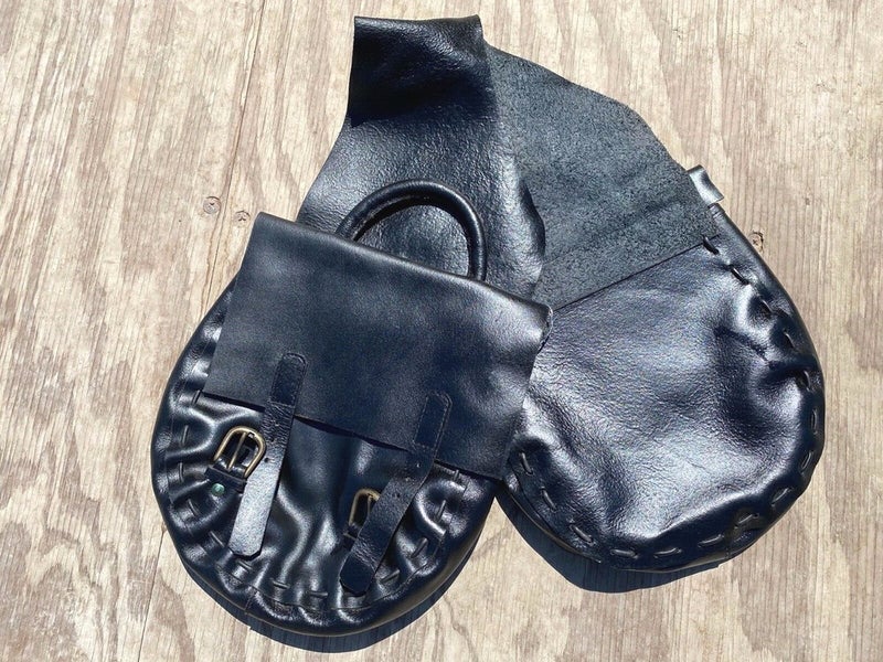 East West Leather by IGT black saddle bags w/carrying handles