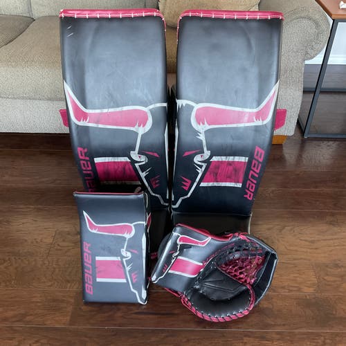 Bauer Digiprint Custom Flylite Goalie Pads, Glove, & Blocker set - large (35+1)