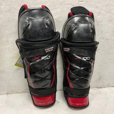 Used Bauer VAPOR X100 Senior Shin Guards Black And Red 14" 11855-S000202762