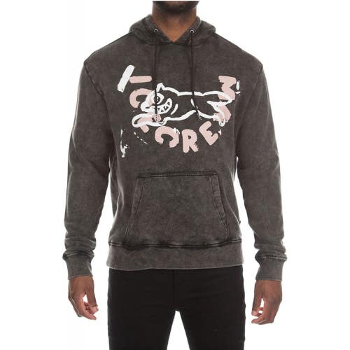 Ice Cream Hoodie Men's Medium Gray Graphic Cotton Stone Wash Regular Fit NLW219