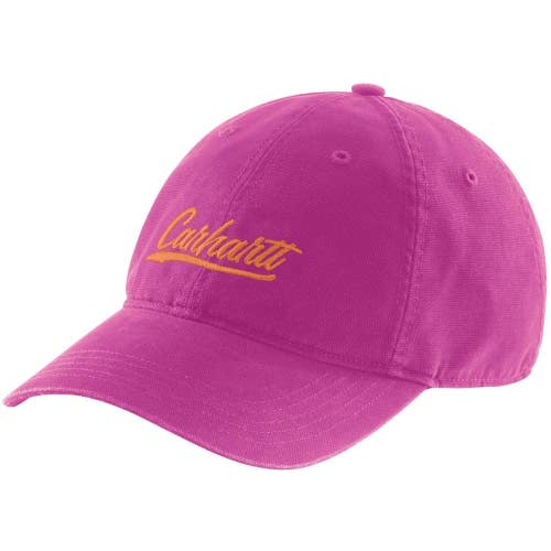 Carhartt Cap Women's Magenta Agate Script Graphic Canvas Curved Visor Hat DAB245