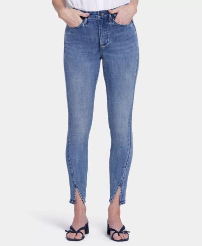 NYDJ Ami Jeans Womens 4 Blue Denim Medium Wash Ankle Slit Skinny Leg Crop NLW221