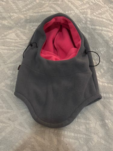 Purjoy Fleece Balaclava Hat Hood One Size Gray with Magenta